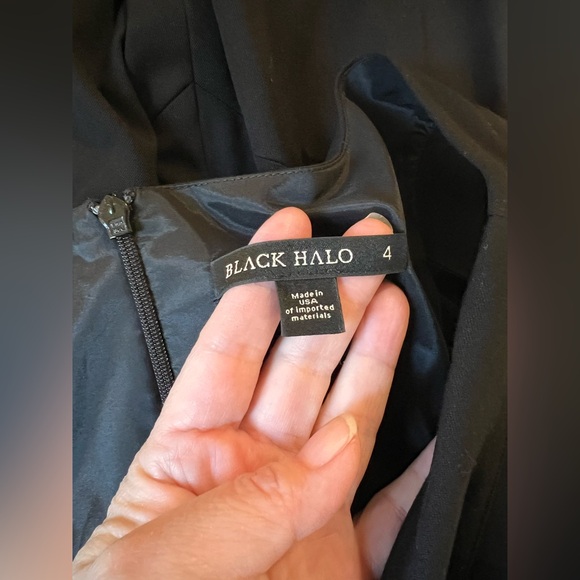 Black Halo Jackie Belted Stretch Gabardine Sheath black dress sz 4 - Picture 4 of 6